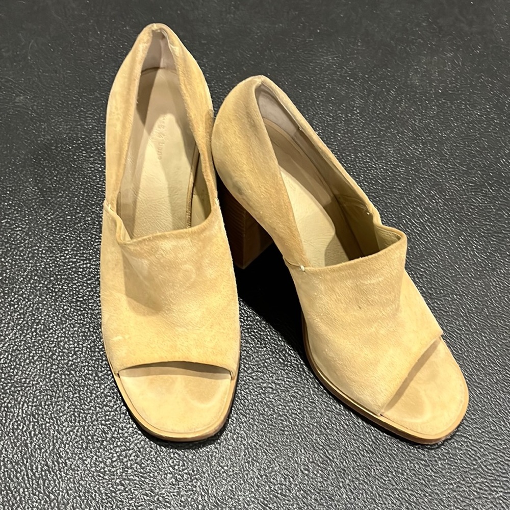 Rag And Bone Myra Suede Peep Toe Block Heels - image 1